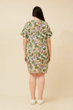 CKM Vine Leaf Print Shift Dress Khaki