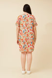 CKM Vine Leaf Print Shift Dress Orange