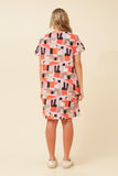 CKM Vine Abstract Shift Dress Red
