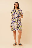 CKM Short Sleeve Abstract Printed Dress w Pockets Sage