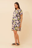 CKM Short Sleeve Abstract Printed Dress w Pockets Sage