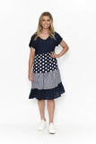 One Summer Nadia V Nek Dress Navy