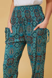 CKM Abstract Print Boho Harem Pants Multi Green