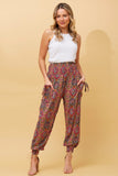 CKM Abstract Print Boho Harem Pants Multi Red