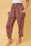 CKM Abstract Print Boho Harem Pants Multi Red