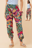 CKM Boho Print Harem Pants Multi Pink
