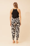 CKM Flower Print Harem Pants Black