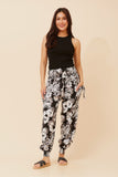 CKM Vine Print Harem Pants Black & White