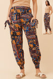 CKM Abstract Print Harem Pants Multi Blue