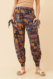 CKM Abstract Print Harem Pants Multi Blue