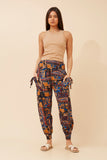 CKM Abstract Print Harem Pants Multi Blue