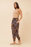 CKM Abstract Print Harem Pants Multi Blue