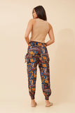 CKM Abstract Print Harem Pants Multi Blue