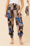 CKM Patchwork Print Harem Pants Blue