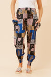 CKM Patchwork Print Harem Pants Blue