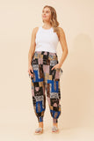 CKM Patchwork Print Harem Pants Blue