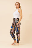 CKM Patchwork Print Harem Pants Blue