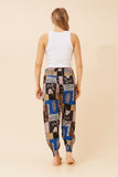 CKM Patchwork Print Harem Pants Blue
