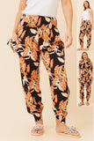 CKM Leaf Print Harem Pants Orange