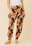 CKM Leaf Print Harem Pants Orange