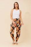 CKM Leaf Print Harem Pants Orange