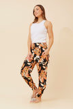 CKM Leaf Print Harem Pants Orange