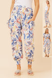 CKM Leaf Print Harem Pants Blue