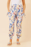 CKM Leaf Print Harem Pants Blue