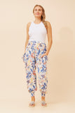 CKM Leaf Print Harem Pants Blue