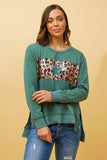 CKM Star Animal Print Panel Sweater Green Ash