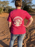 Sitting Bull Unisex Bull Tee Hot Pink w White