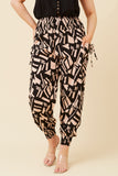 CKM Abstract Print Harem Pants Beige