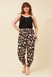 CKM Abstract Print Harem Pants Beige