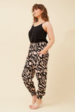 CKM Abstract Print Harem Pants Beige