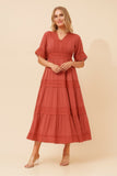 CKM Byron Lace Trim Maxi Dress Terracotta