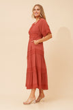 CKM Byron Lace Trim Maxi Dress Terracotta