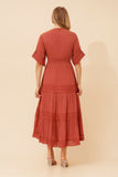 CKM Byron Lace Trim Maxi Dress Terracotta