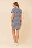 CKM Stripe TShirt Dress w Rosegold Star Print Navy & White
