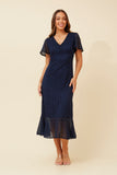CKM Godiva Lace Midi Dress Navy