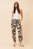CKM Leaf Print Jogger Pants Black