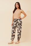 CKM Leaf Print Jogger Pants Black