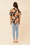 CKM Sonia Leaf Print Top Multi Orange