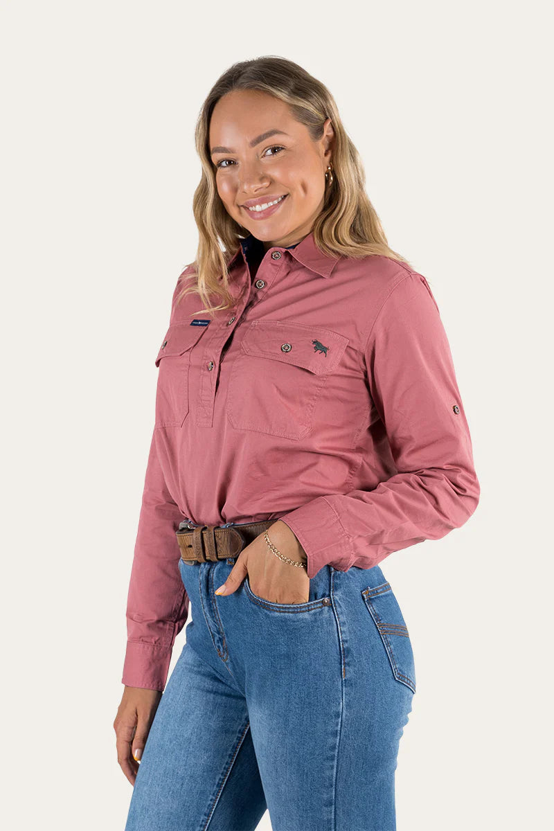 Pentecost River Womens Half Button Work Shirt - Pastel Pink