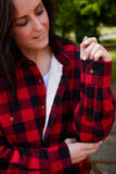 Lee Valley Collar Fleece Lined Flannel Unisex Shirt Red & Black Check