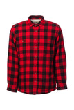 Lee Valley Collar Fleece Lined Flannel Unisex Shirt Red & Black Check