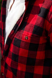 Lee Valley Collar Fleece Lined Flannel Unisex Shirt Red & Black Check