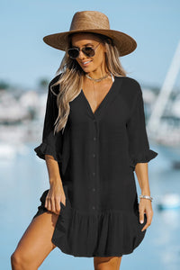 Cupshe Ruffled Cover Up Dress Black