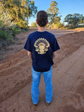 Sitting Bull Unisex Bull Tee Navy w Sand