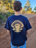 Sitting Bull Unisex Bull Tee Navy w Sand
