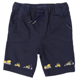 Korango Trucks & Diggers Embroidered Twill Short Navy